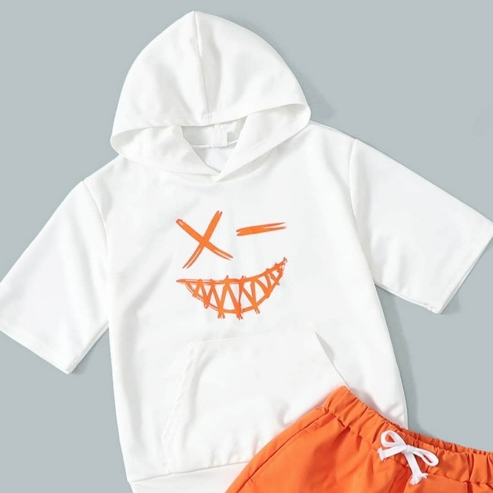 Shein boys cartoon graphic and hoodie set